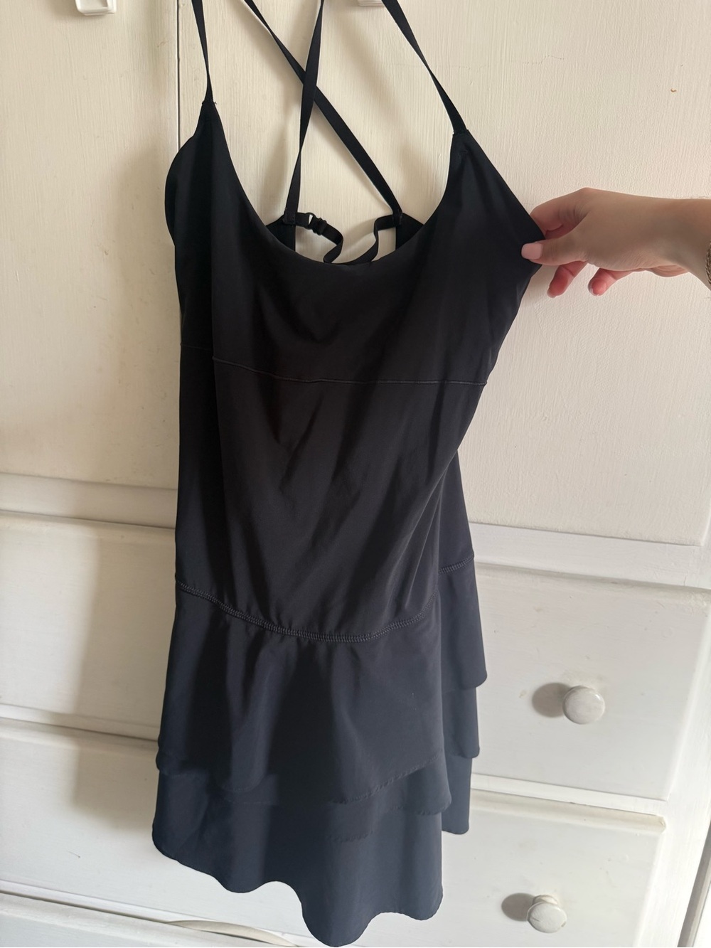Aerie Black Strappy Layered Athletic Dress